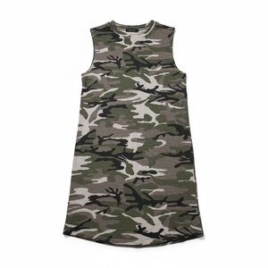 Olivaceous Moto Tank Dress in Military Camo Terry Knit Stretch Size Small Grunge